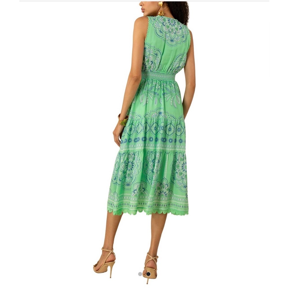Hale Bob Liv Voile Midi Dress Green Sleeveless Paisley size Large - Picture 2 of 10